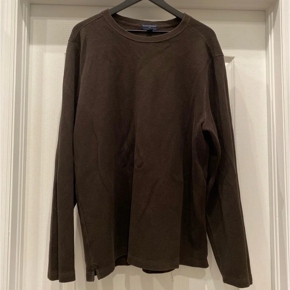 Banana Republic Ribbed Crew Neck Long Sleeve Polo Shirt